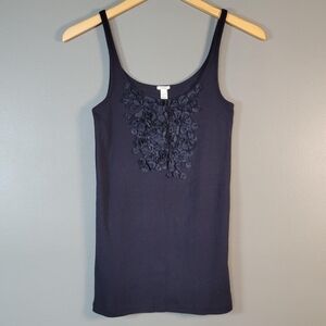 J. Crew Black Camisole With Floral Appliqué